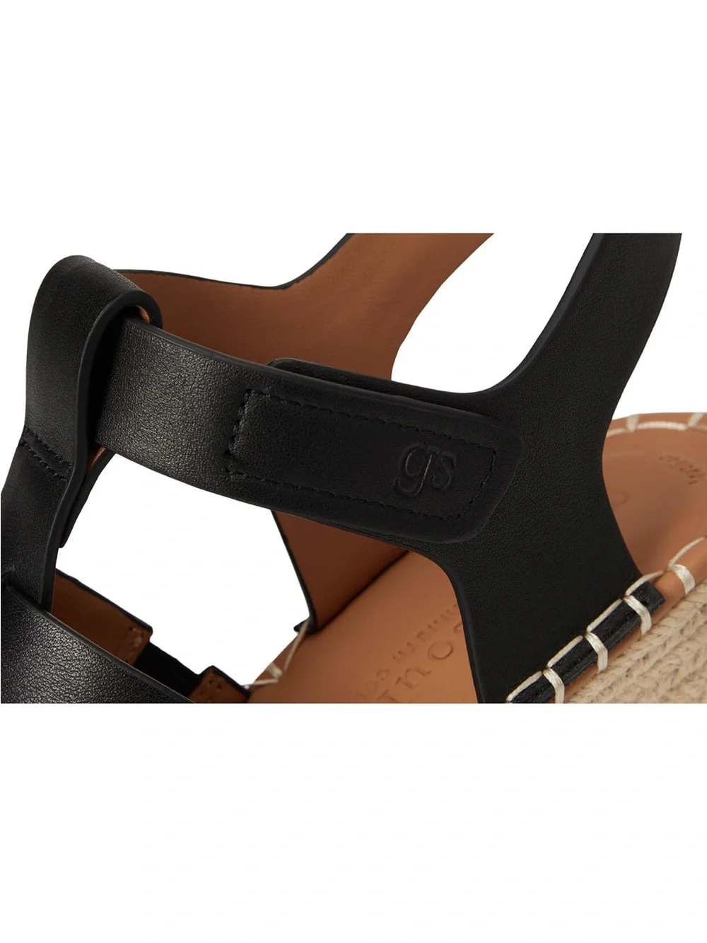 Kenneth Cole Black Leather Strappy Espadrille Wedge Sandals - Women's
